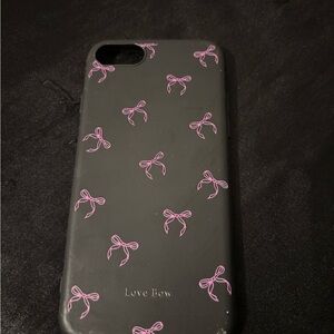 Apple Black Case with Pink Bow Design